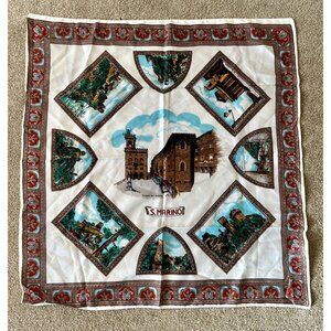 Vintage San Marino Souvenir Fiorini Square Scarf 25 in - Made in Italy